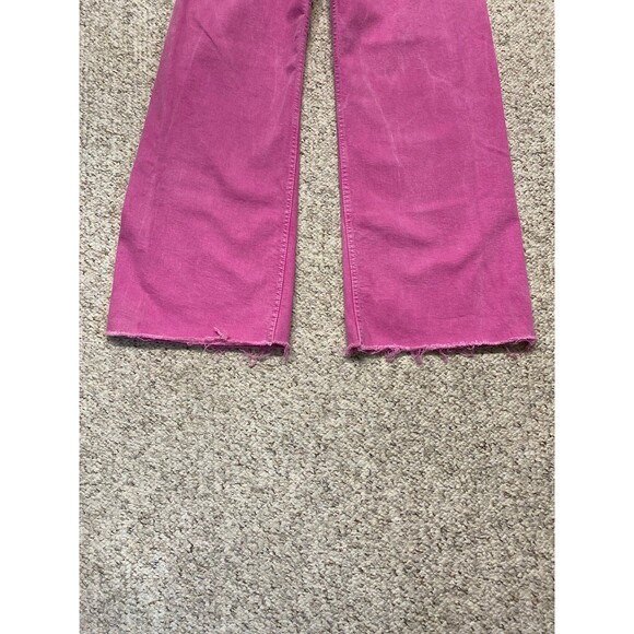 Zara The Marine Straight High Rise Wide Leg Raw Hem Jeans Barbie Pink Size 4 - Picture 5 of 9